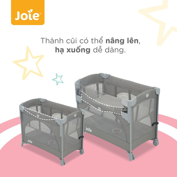 [Mã MKBC13 giảm 80k đơn 1 triệu] Giường cũi trẻ em Joie Kubbie Sleep Foggy Gray