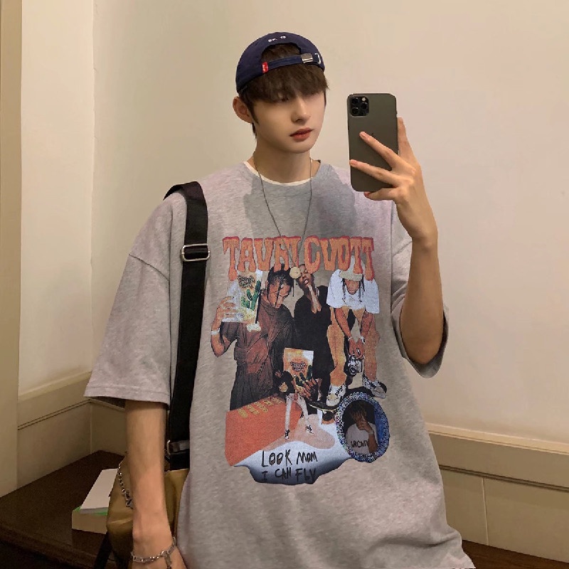 Áo Thun Nam Tay Ngắn Cổ Tròn In Chữ Thời Trang Size S-8XL