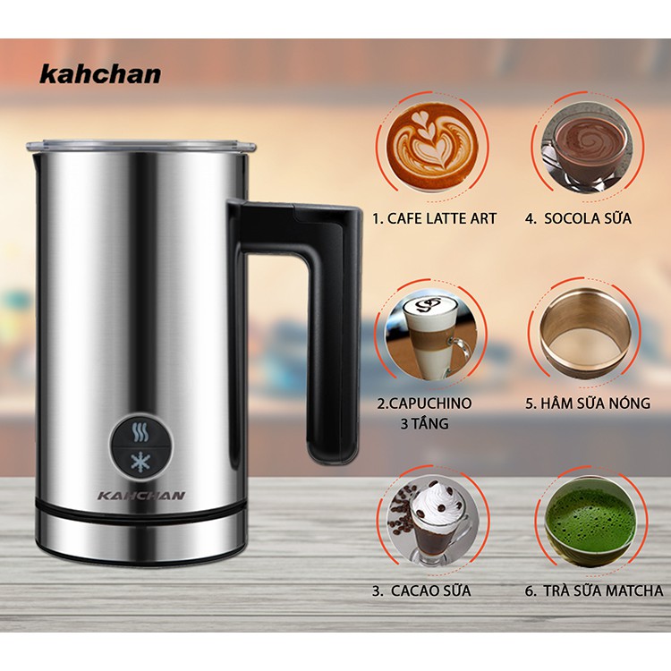 Freeship Máy đánh sữa tạo bọt, pha cacao Kahchan EP2188