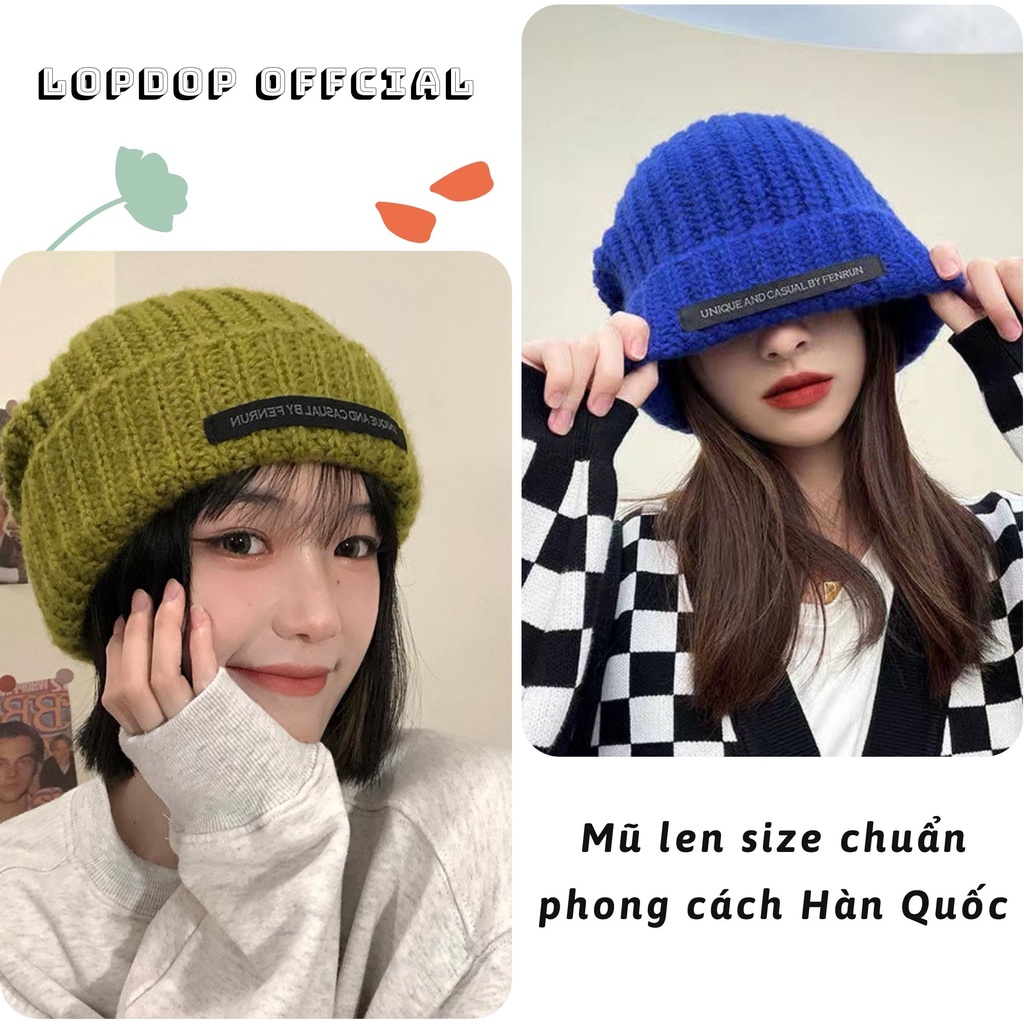 Mũ len dệt kim ấm áp phong cách Hàn Quốc