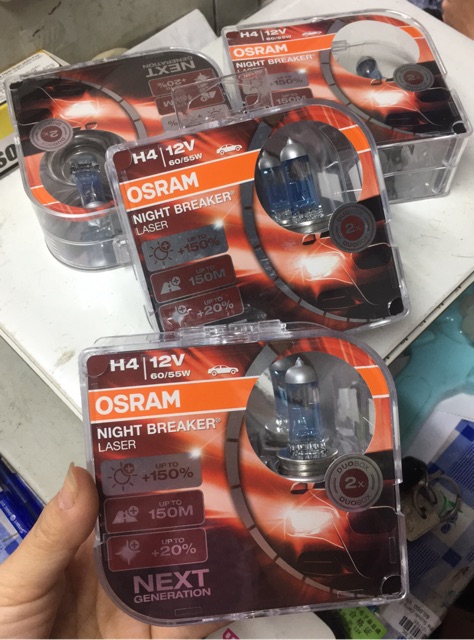 Đèn tăng sáng osram H4/12V +150% ( hộp 2 bóng)