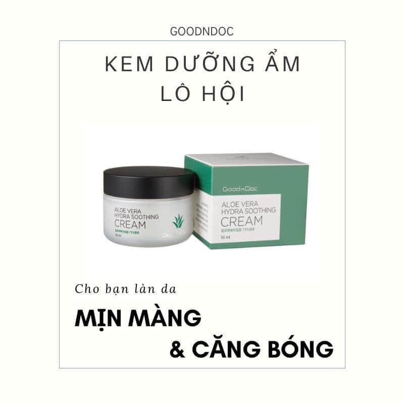 Kem Lô Hội Kem Dưỡng Cấp Ẩm Trắng Sáng Tái Tạo Da Chống Lão Hóa GoodnDoc Aloe Vera Hydra Soothing Cream