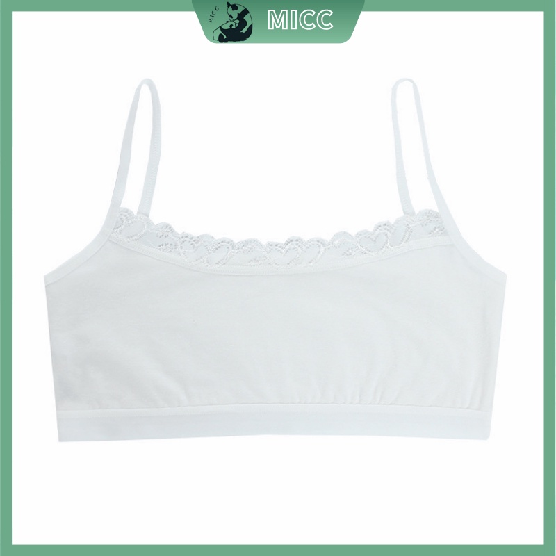 Áo lót cotton viền ren thoáng khí cho bé gái 8-12 tuổi