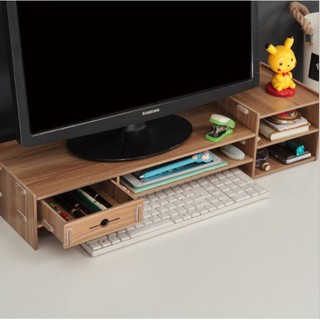 Bàn kê màn hình máy tính Monitor, Laptop đa năng bằng gỗ ghép có hộc tủ nhỏ tiện dụng cao cấp size lớn-MS 5088E