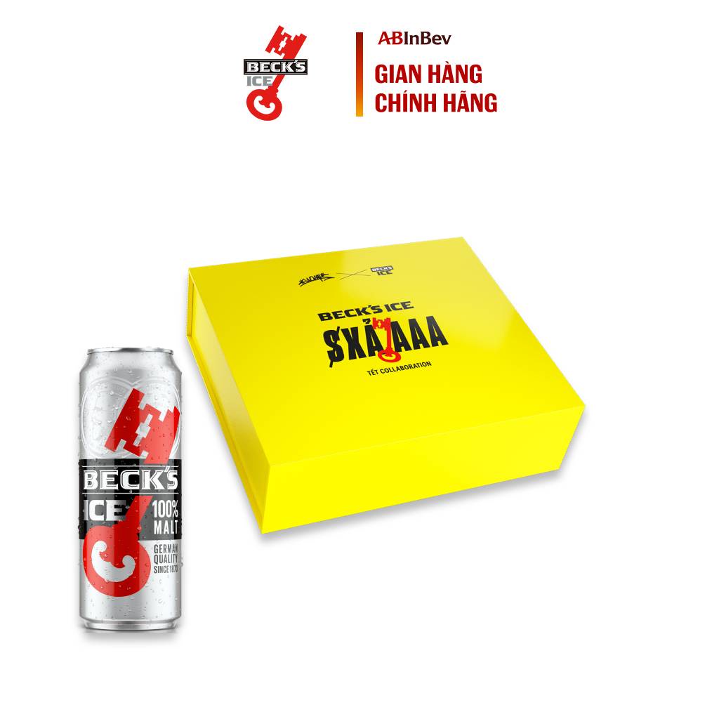 Bia Beck's Ice XẢ - Phiên Bản Giới Hạn Kết Hợp Cùng Wowy - Hộp 2 Lon (330ml/lon) Tặng Kèm Syrup Sả Pha Chế