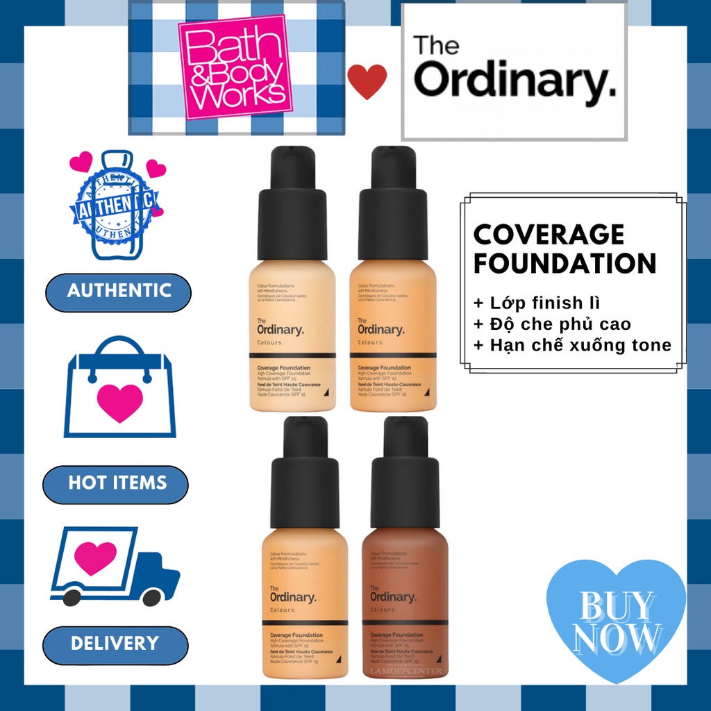 [Các Màu] Kem Nền The Ordinary Coverage Foundation (30ml)