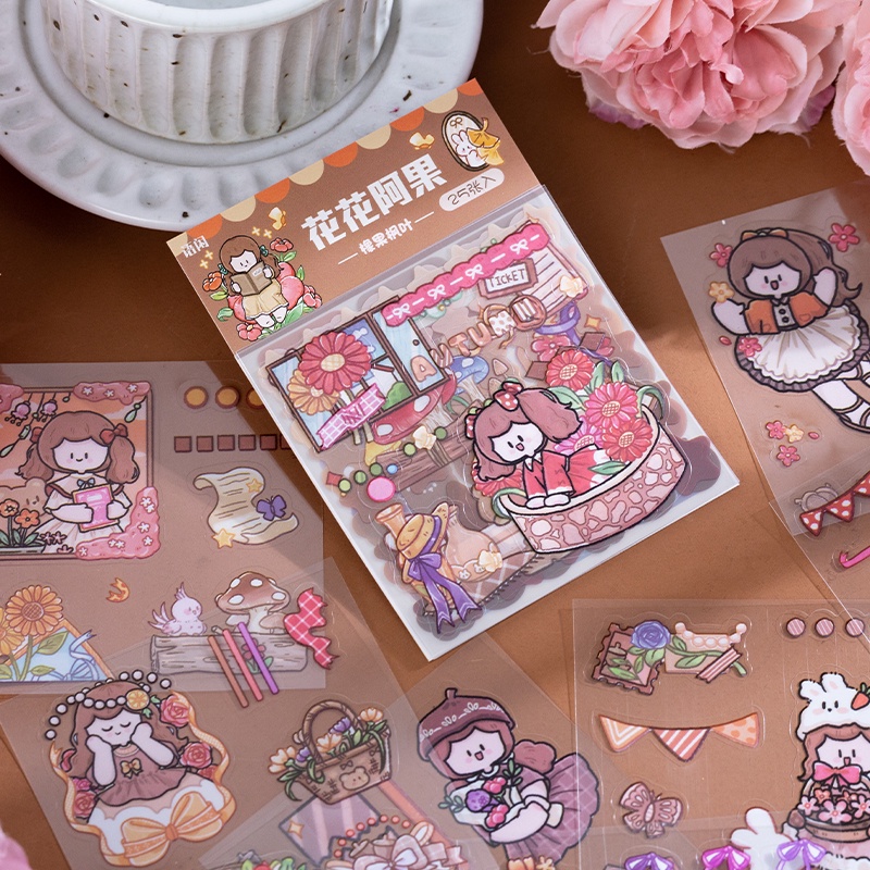 Ông. Set 25 Miếng Dán Trang Trí Sổ Tay/Sổ Tay Hình Gấu/Bé Gái Hoạt Hình 4 Kiểu DIY