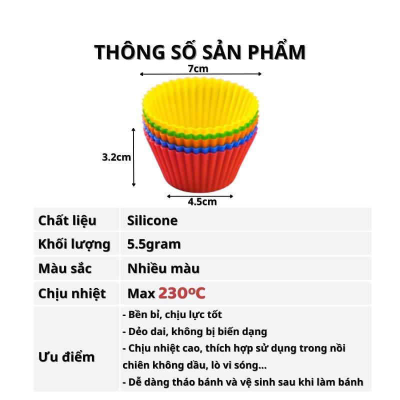 Khuôn silicon làm bánh tròn 7cm - Khuôn bánh bông lan, cupcake, muffin, rau câu