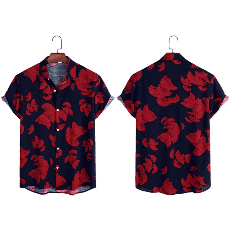 Áo Sơ Mi Ngắn Tay Dáng Rộng In Họa Tiết Hoa Plus Size Thời Trang Mùa Hè Cho Nam