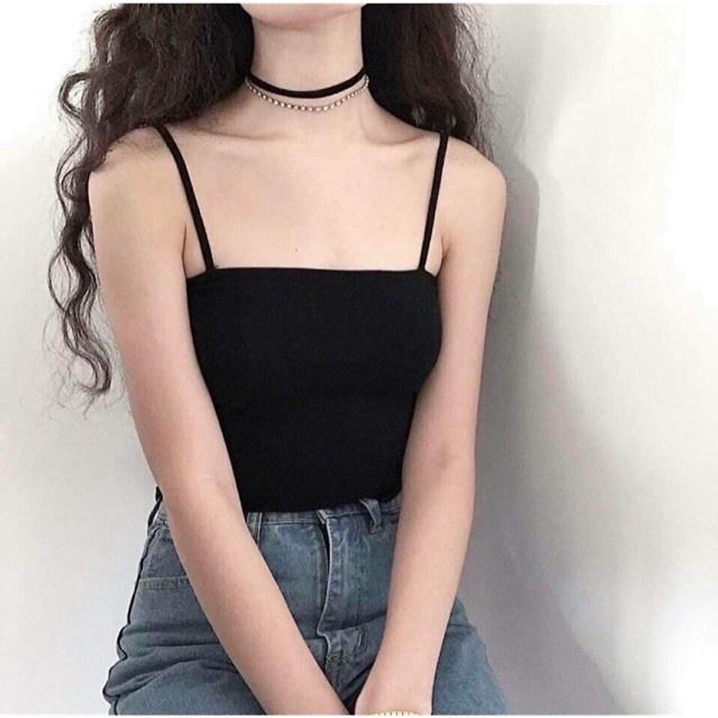 Áo Croptop 2 Dây Nữ, Áo 2 Dây Ngang Quai Bản Thun Gân Bao Đẹp SP000240-babytee
