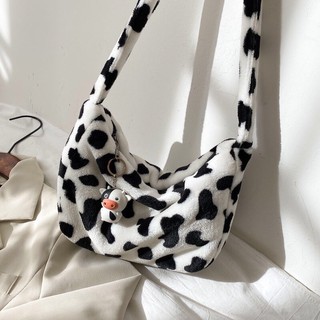 (Sẵn) Túi lông bò sữa ulzzang 😘 FREESHIP 🍒 Túi đeo chéo nữ móc khoá 🍎