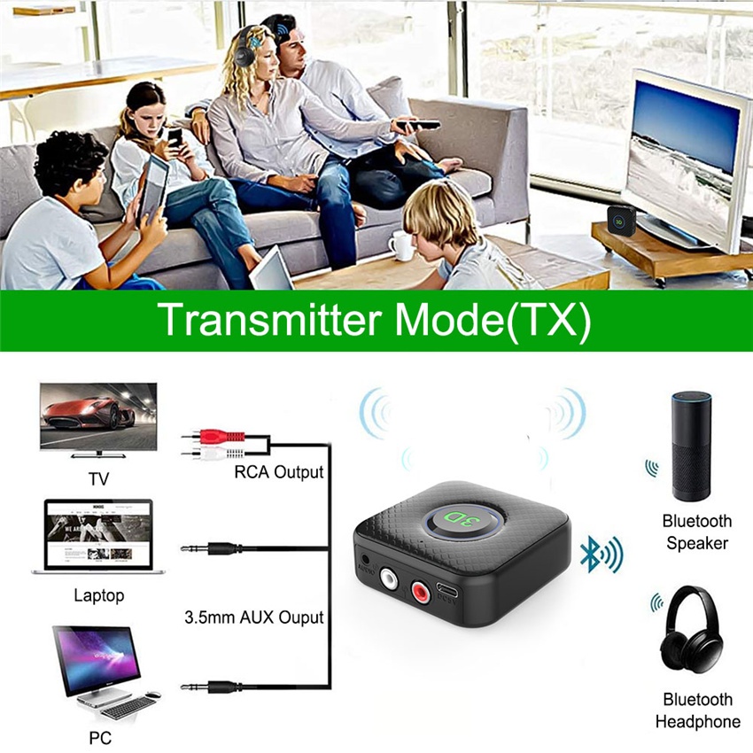 Thiết Bị NhậN TruyềN Âm Thanh Bluetooth 5.0 3D AUX 3.5mm 3.5mm RCA VớI Mic Cho TV / PC / Xe Hơi