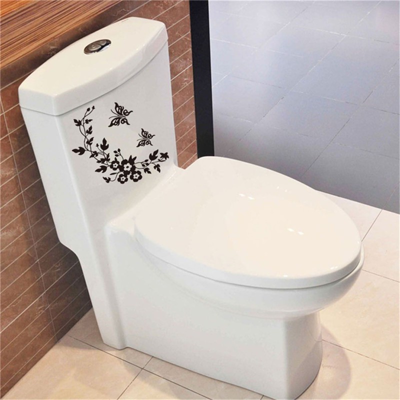 Hl Sticker Dán Trang Trí Toilet Hình Hoa Và Bướm