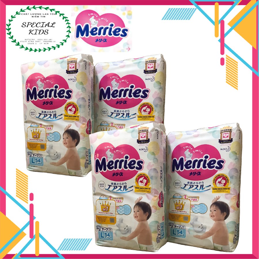 Tã/bỉm DÁN Merries nội địa nhật đủ Size NB90/S82/M64/L54/XL44 .