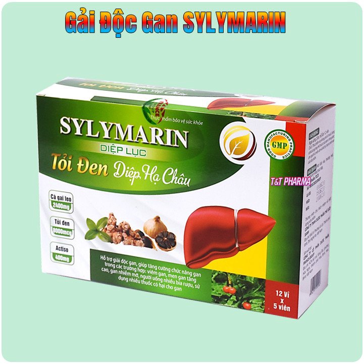Viên uống giải độc gan Sylymarin Diệp Lục Tỏi Đen Diêp Hạ Châu Giúp Thanh nhiệt, giải độc, mát gan, hạ men gan