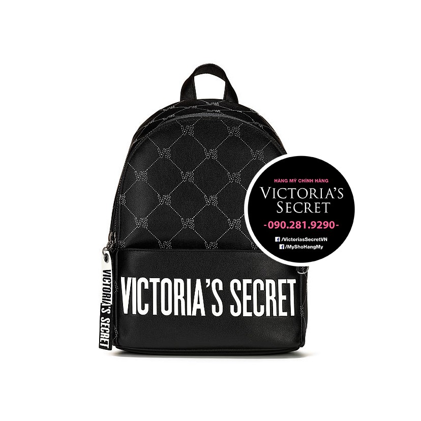 (68) Balo mini màu Đen hoạ tiết Monogram cá tính, KT 21x23x8cm - Hàng nhập Victoria's Secret