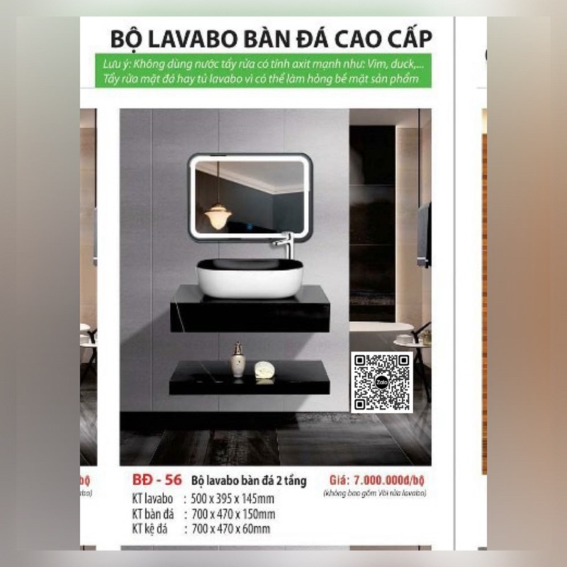 Combo Bàn Đá Đen Chống trầy + lavabo đen + Gương Led + Vòi + Xả
