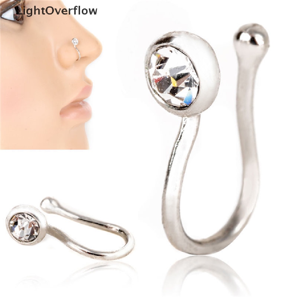 Khuyên mũi không cần xỏ lỗ bằng thép không gỉ đính pha lê thời trang cho nữ