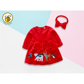 Set váy đỏ tuần lộc, băng đô nhung