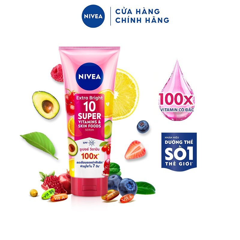 Serum Dưỡng Thể NIVEA 10 Super Vitamins & Skin Foods Sáng Da | Mờ Thâm & Đốm Nâu Sau 7 Ngày (180 ml) - 93767 | BigBuy360 - bigbuy360.vn