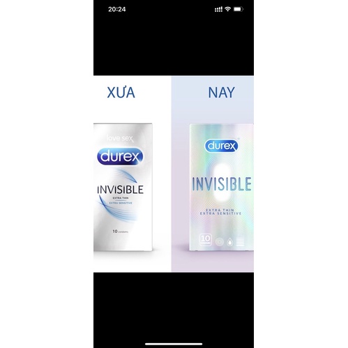 Bộ 1 hộp bao cao su Durex Invisible (12 bao/hộp) + tặng 1 hộp cùng loại