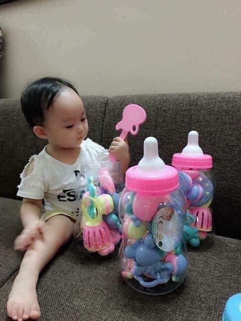 Bộ 9 xúc xắc bình ty baby toys màu dịu nhẹ cho bé