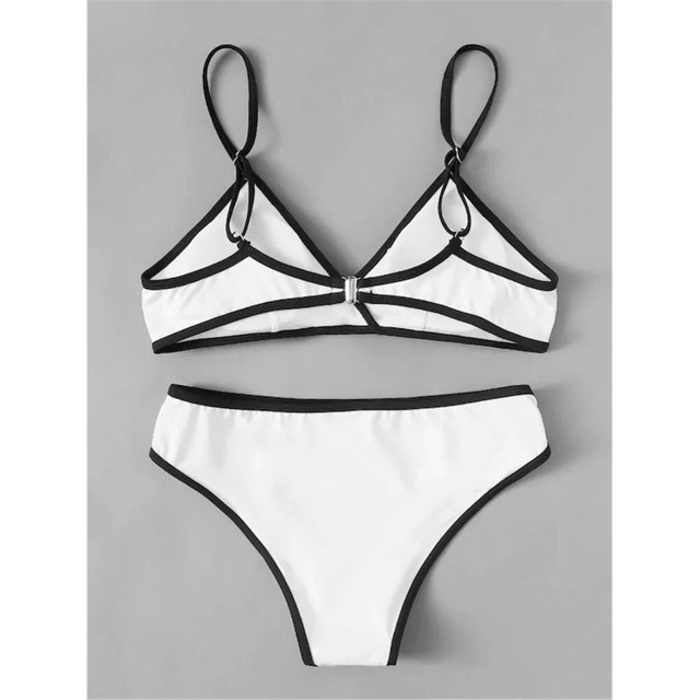 Bikini Trắng Phối Viền Đen