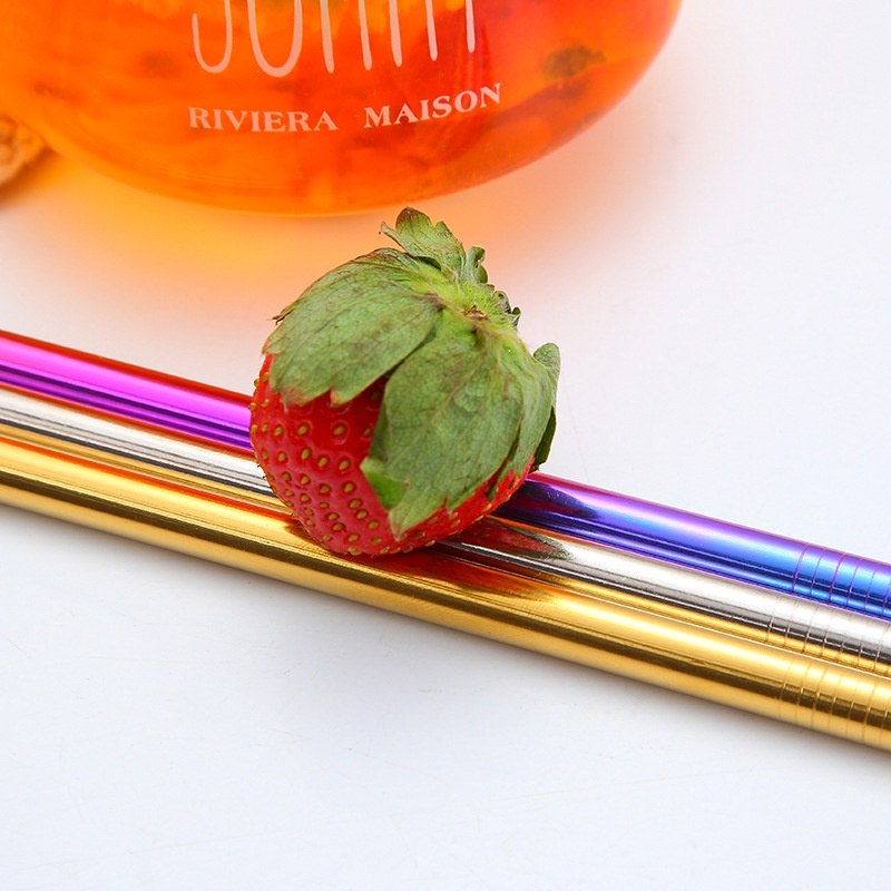 Bộ 5 Ống Hút Bằng Thép Không Gỉ Chất Lượng Cao Có Thể Tái Sử Dụng