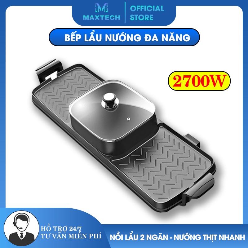 Bếp lẩu nướng đa năng tiện lợi, cao cấp, có thể ăn lẩu, nướng đồng thời, dễ vệ sinh với men chống dính - K1297