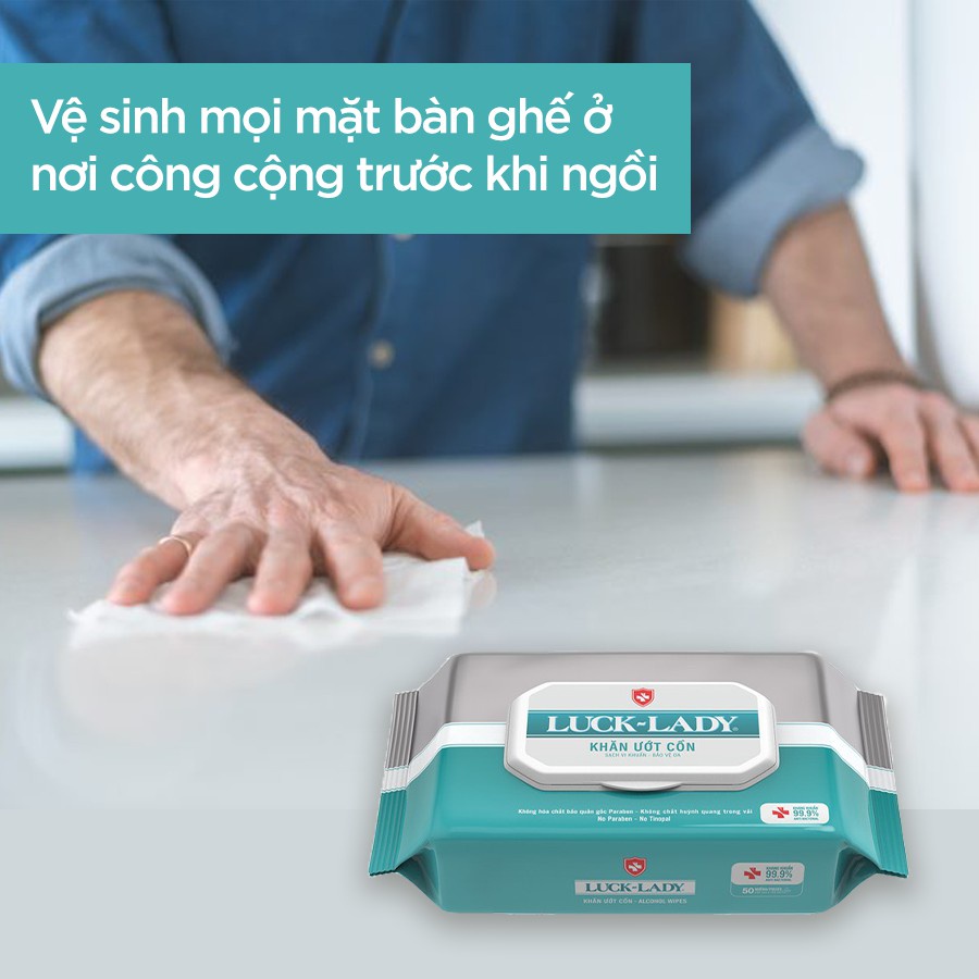Khăn giấy ướt có cồn Luck Lady khử khuẩn an toàn cho trẻ nhỏ không khô da Linh Giang chính hãng