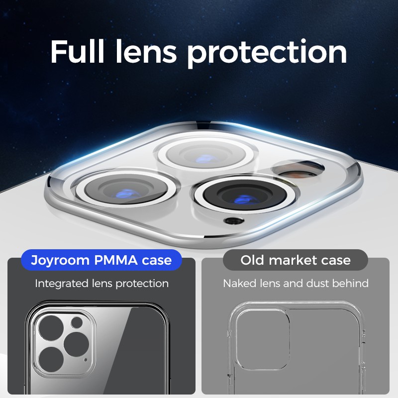 Joyroom Vỏ điện thoại màu xanh Thái Bình Dương cho iPhone 12 Pro Max Vỏ trong suốt cho 12 Mini Có bảo vệ ống kính Ốp lưng iphone 12