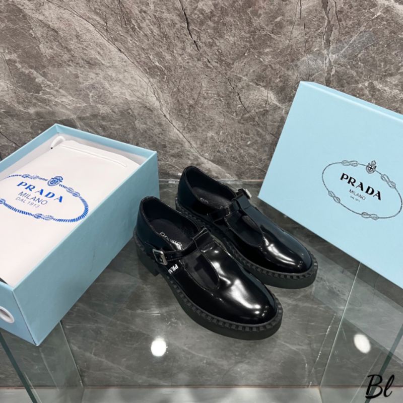 lo Giày Mọi Prada Da Bóng Nhẹ Mềm Êm Fullbox Bill Túi Cao Cấp
