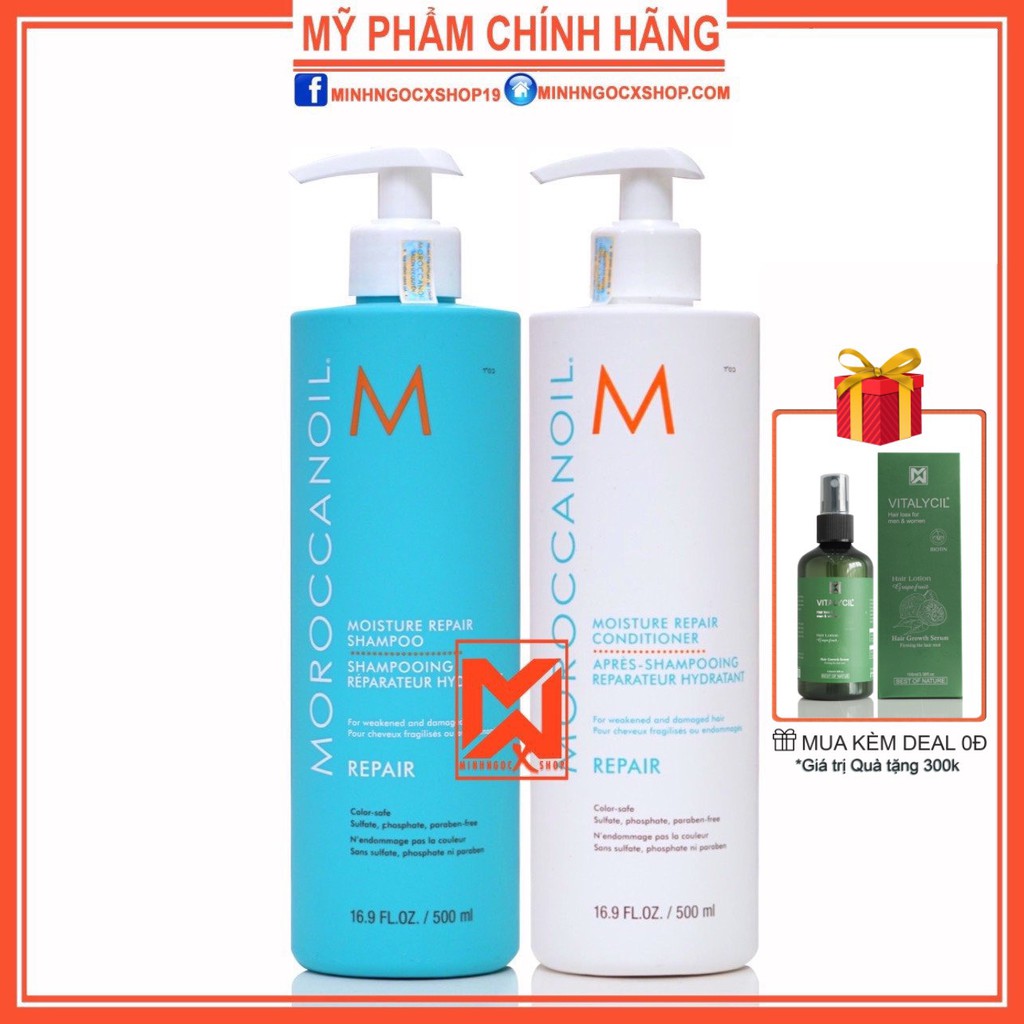 MOROCCANOIL DẦU GỘI XẢ PHỤC HỒI ĐỘ ẨM MOROCCANOIL REPAIR 500ML CHÍNH HÃNG