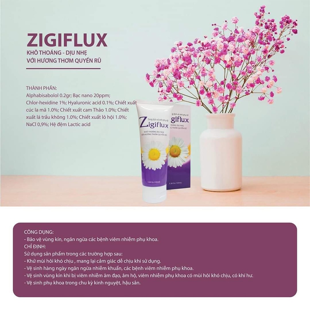 Dung dịch vệ sinh phụ nữ Zigiflux - Với Nano Bạc và Trầu Không, ngăn ngừa bệnh phụ khoa