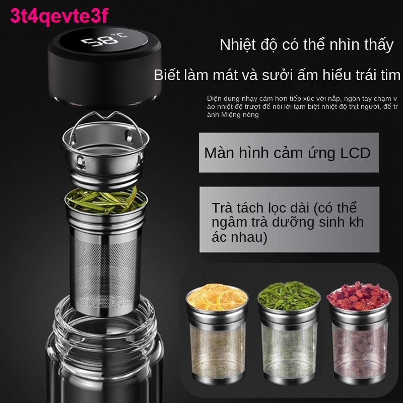 chai tràCốc thủy tinh hai lớp nhiệt độ hiển thị thông minh tách trà cao nước xe hơi cấp cho nam và nữ