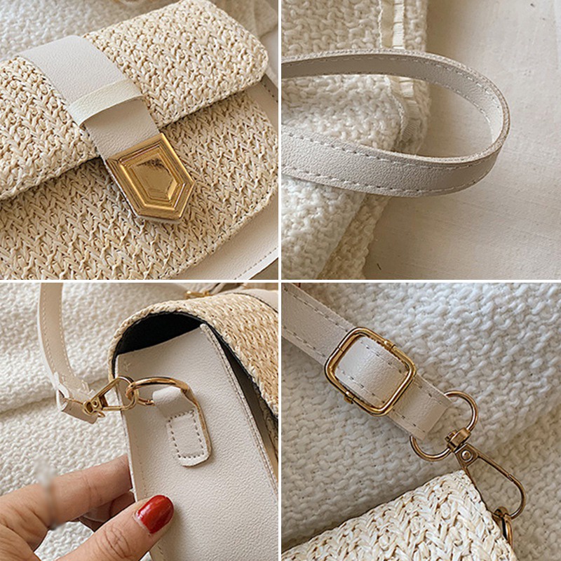 Túi Xách Nữ Túi Cói Đeo Chéo Vai/Đeo Một Bên Vai Phong Cách Tây Phương Cổ Điển Mùa Hè Thanh Lịch Cho Nữ