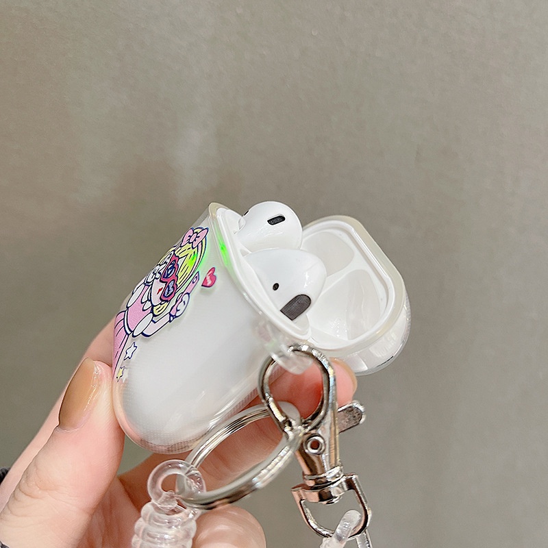 Vỏ Bảo Vệ Hộp Sạc Tai Nghe airpods 1 2 Pro 3rd Generation Pro 1/2 Trong Suốt Chống Sốc Họa Tiết Hoạt Hình Kèm Dây Đeo Kiểu Nhật Hàn