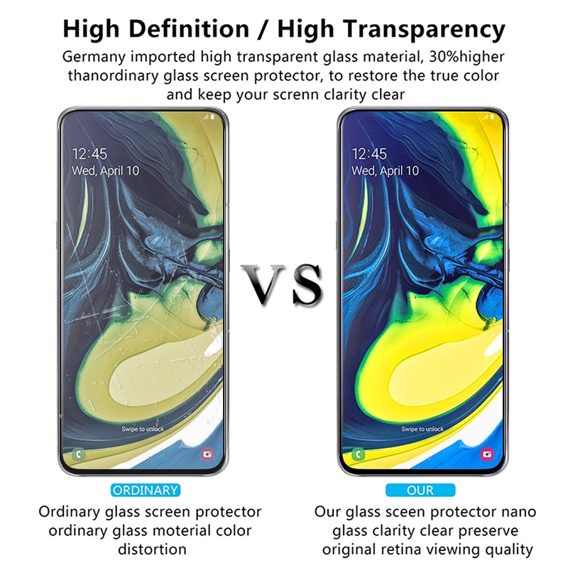 Kính cường lực độ cứng 9H cong 2.5D bảo vệ màn hình dành cho Samsung Galaxy A80