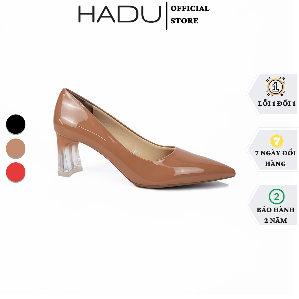 Giày cao gót bít mũi công sở gót mika 5p HADU M579 da bóng gót to