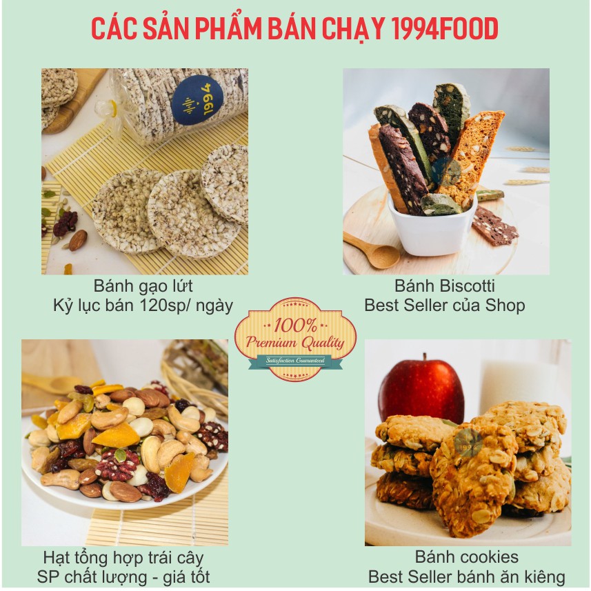 Bánh giảm cân cookies nguyên cám siêu hạt 100gr 1994food - Ăn kiêng, giảm cân, ăn vặt cực ngon, bổ dưỡng | BigBuy360 - bigbuy360.vn