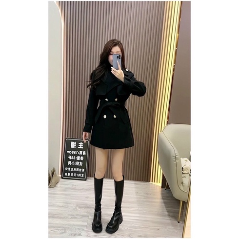 Áo măng tô nữ dáng lỡ, phong cách Hàn Quốc, chất kaki cao cấp