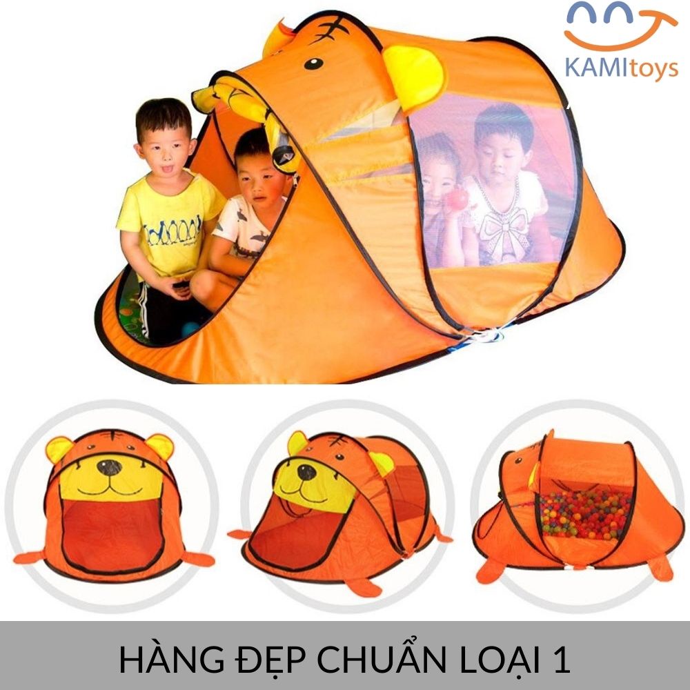 Lều cho bé chơi tự bung gấp gọn hình Gấu Cỡ lớn 180cm kiêm Nhà banh quây bóng Mùng ngủ chống muỗi trẻ em KM50093