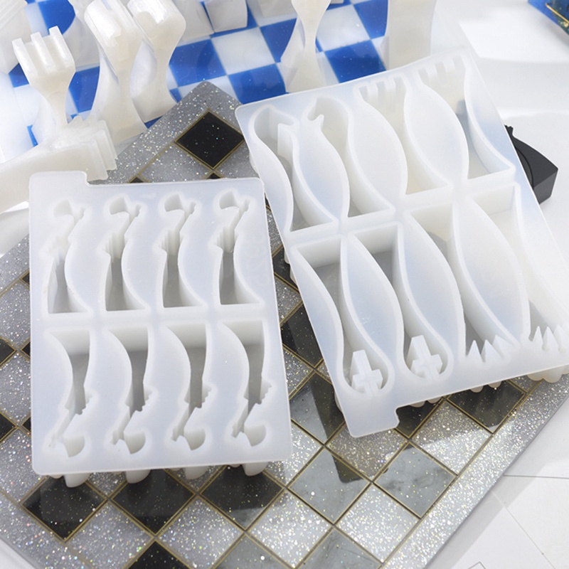 Bộ 2 khuôn làm bàn cờ vua 3D bằng resin epoxy tiện dụng