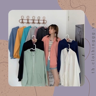 Áo hoodie zip trơn