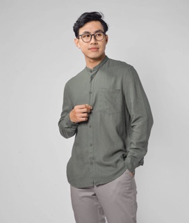 ROUTINE - Áo sơ mi cổ trụ 1 túi 4 màu vải linen cao cấp SHL030 - Shop LASTORE