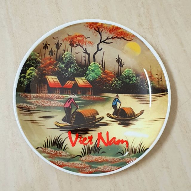 Đĩa Sứ Lưu Niệm In Làng Quê Việt Nam