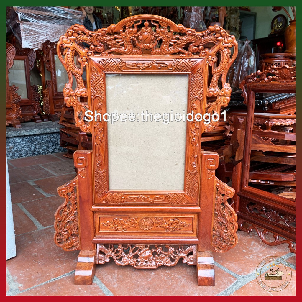 Khung ảnh thờ Tứ Linh gỗ Hương sơn PU tinh xảo nhiều kích cỡ