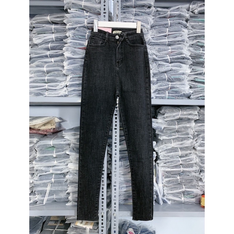 Quần Jean nữ cạp lưng siêu cao dài 98cm từ đáy quần xuống chân 66cm.  jean rách cá tính from lưng cao chuẩn