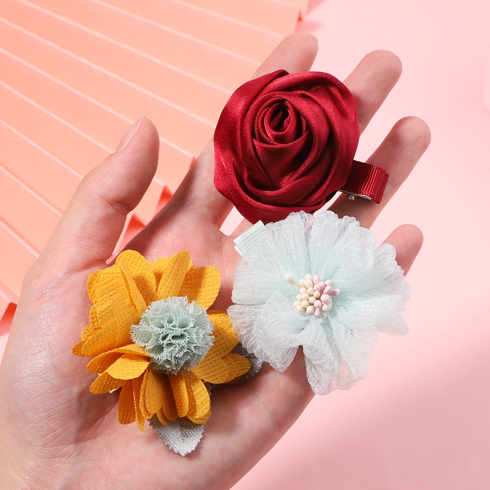 Set 5 kẹp tóc KIDSBOWS hoa vải chiffon dễ thương cho bé gái
