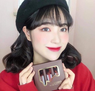 [FREE SHIP] Set Son Black Rouge Air Fit Velvet Mini Kit Chocolip ( set son Black mini )